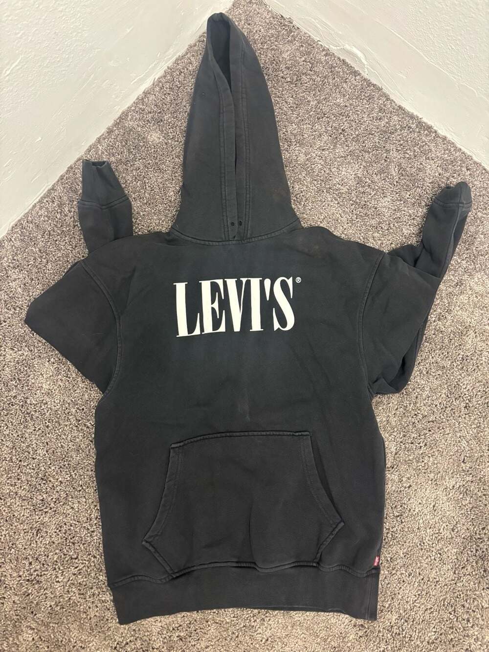 Levi's Relaxed Graphic Serif Logo Hoodie Black Size S